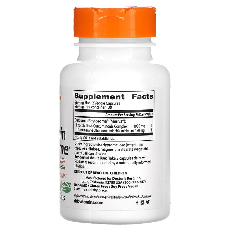 Doctor's Best, Curcumin Phytosome with Meriva, 500 mg, 60 Veggie Caps 753950002258