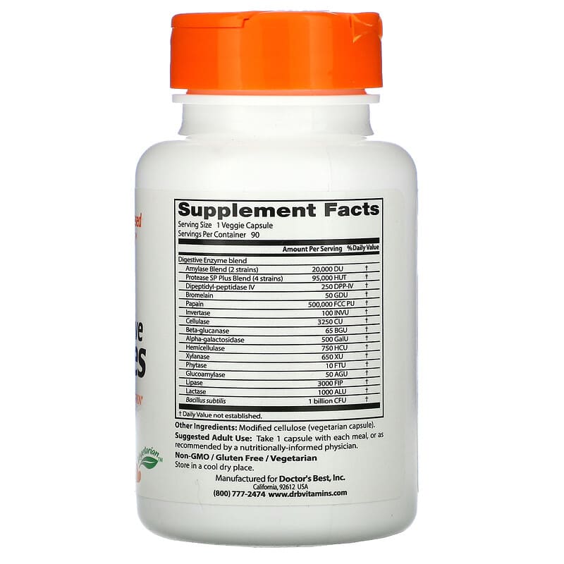 Doctor's Best, Digestive Enzymes, 90 Veggie Caps 753950000476