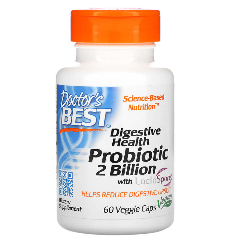 Doctor's Best Digestive Health Probiotic with LactoSpore 2 Billion 60 Veggie Caps 753950004641