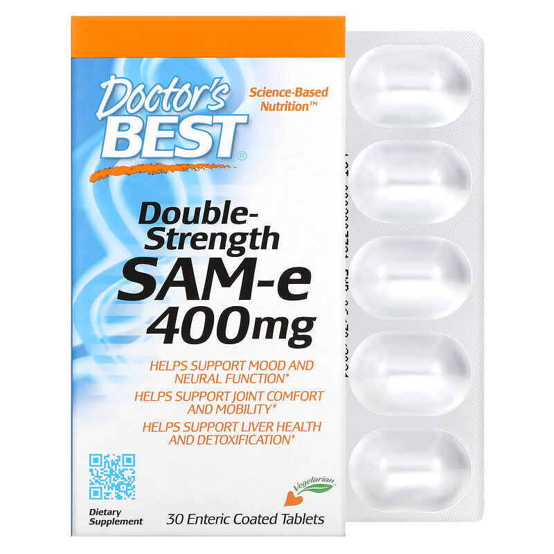 Doctor's Best Double Strength SAM-e (Disulfate Tosylate) 400 mg 30 Enteric Coated Tablets 753950001510