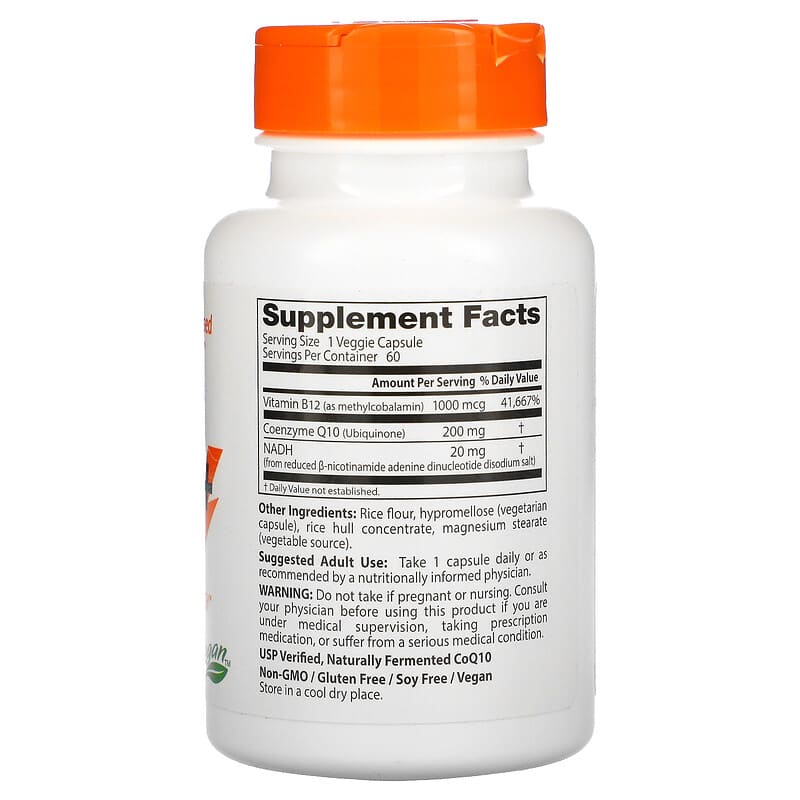 Doctor's Best, Energy+ CoQ10, NADH & B12, 60 Veggie Caps 753950005044