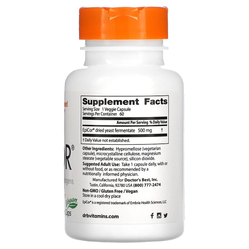 Doctor's Best, EpiCor, 500 mg, 60 Veggie Caps 753950001770