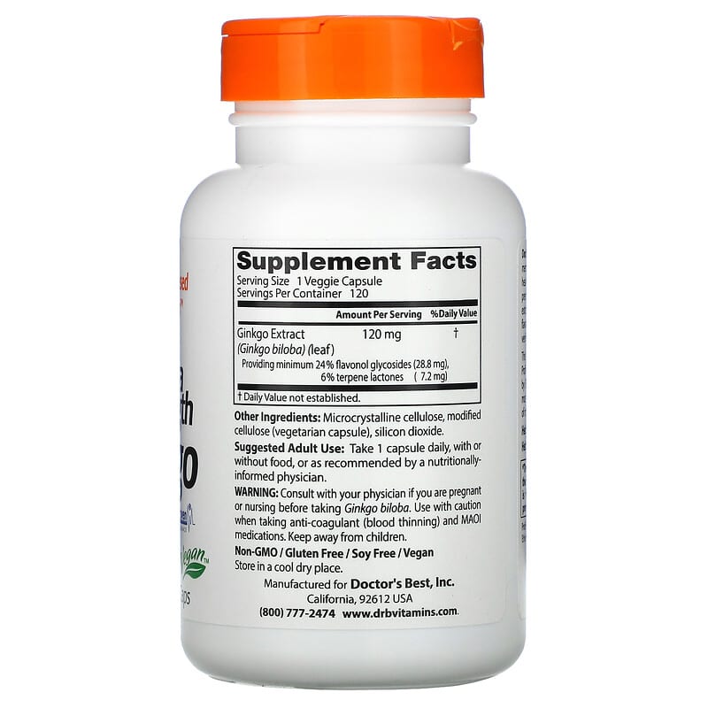 Doctor's Best, Extra Strength Ginkgo, 120 mg, 120 Veggie Caps 753950000919