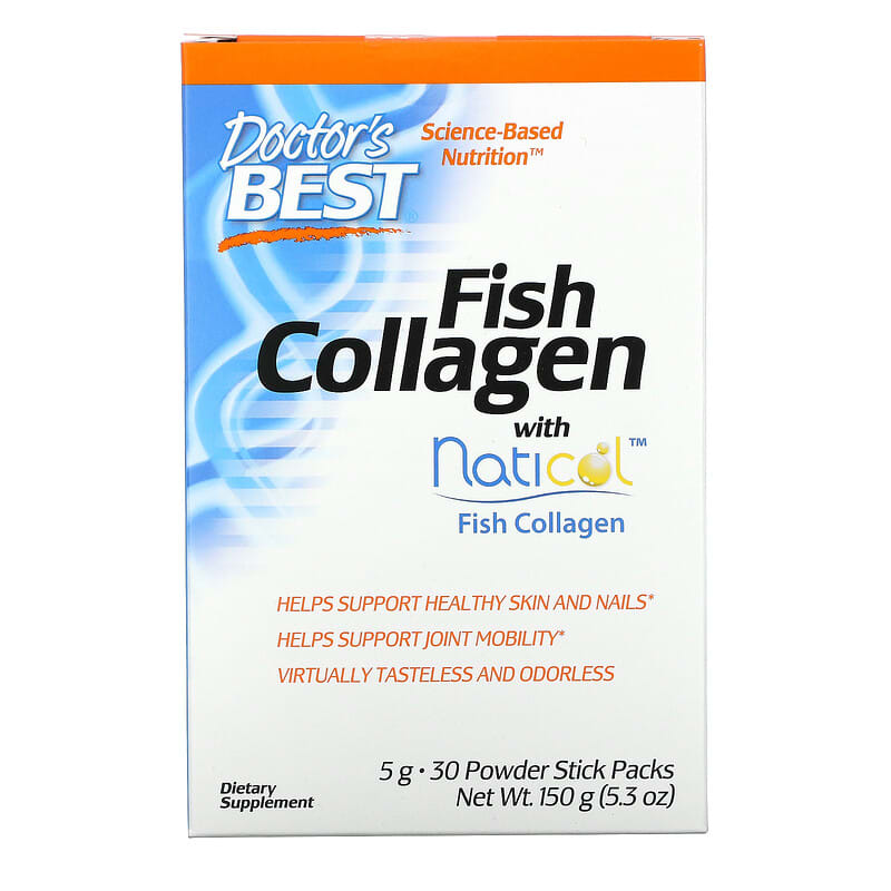 Doctor's Best Fish Collagen with Naticol 5 g 30 Powder Stick Packs 753950004184