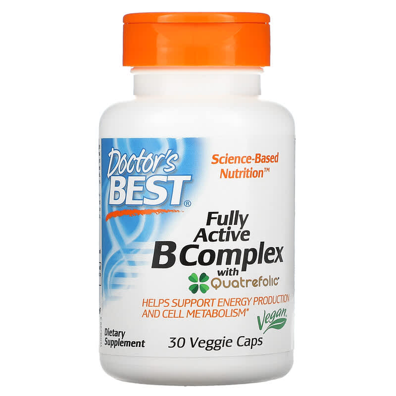 Doctor's Best Fully Active B Complex with Quatrefolic 30 Veggie Caps 753950002999
