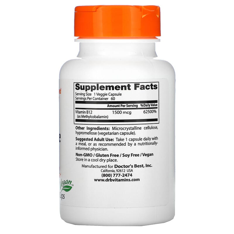 Doctor's Best, Fully Active B12, 1,500 mcg, 60 Veggie Caps 753950002869