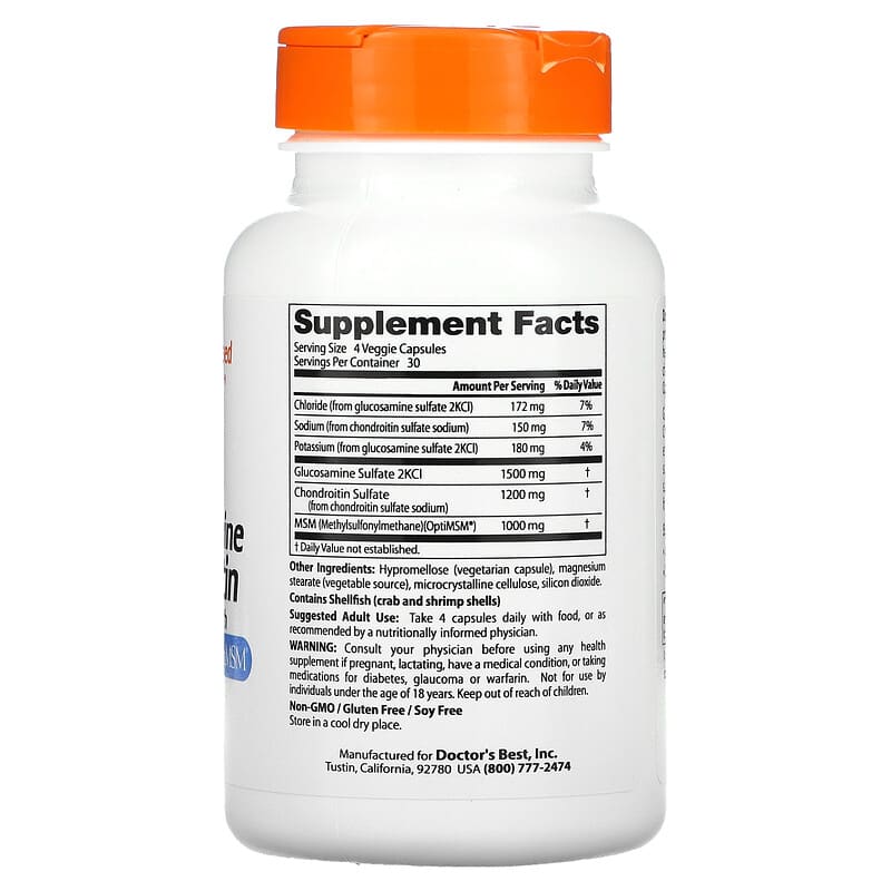 Doctor's Best, Glucosamine Chondroitin MSM with OptiMSM, 120 Veggie Caps 753950000803