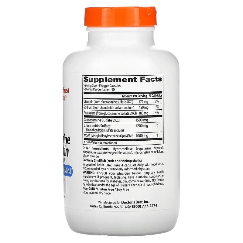 Doctor's Best, Glucosamine Chondroitin MSM with OptiMSM, 360 Veggie Capsules 753950003644