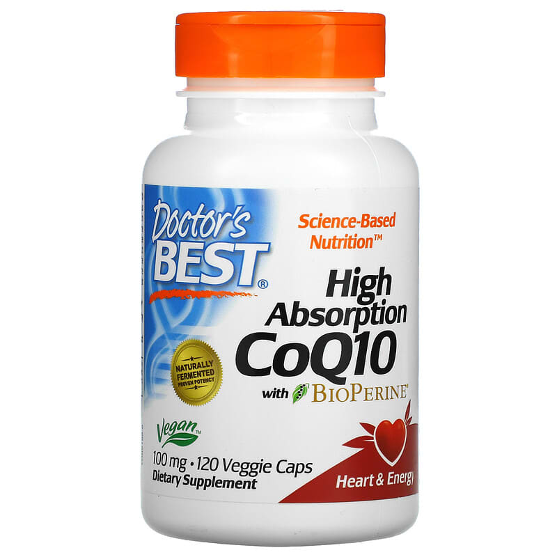 Doctor's Best High Absorption CoQ10 with BioPerine 100 mg 120 Veggie Caps 753950001886
