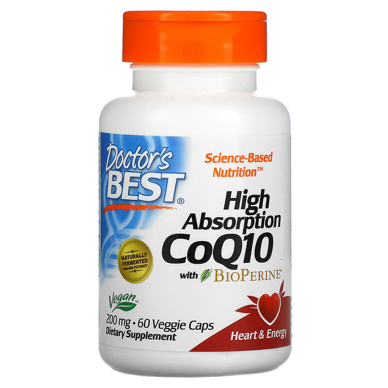 Doctor's Best High Absorption CoQ10 with BioPerine 200 mg 60 Veggie Caps 753950001114