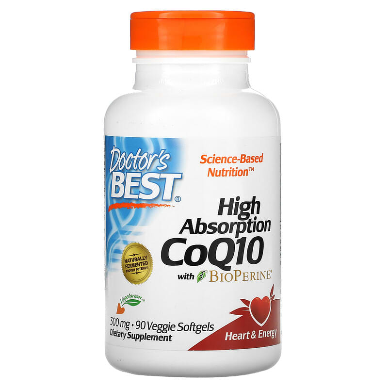 Doctor's Best High Absorption CoQ10 with BioPerine 300 mg 90 Veggie Softgels 753950005273