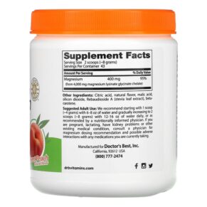 Doctor's Best, High Absorption Magnesium Powder, Sweet Peach, 12.3 oz (347 g) 753950005181