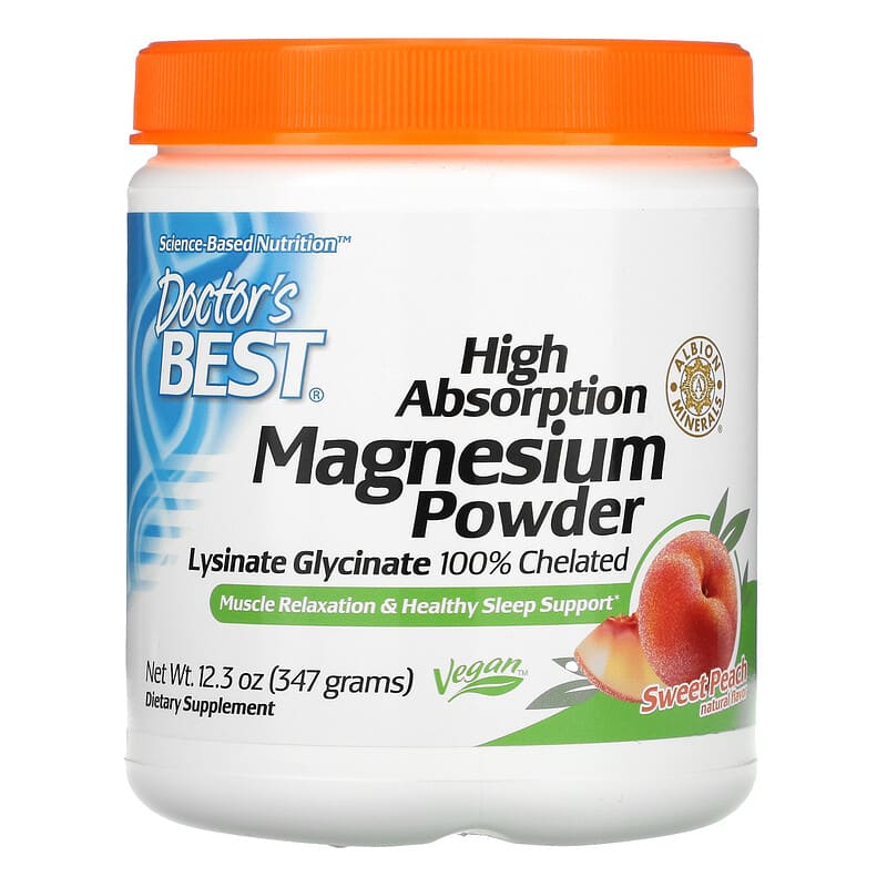 Doctor's Best High Absorption Magnesium Powder Sweet Peach 12.3 oz (347 g) 753950005181