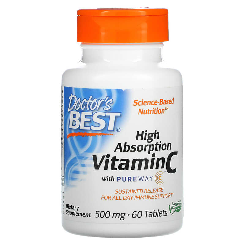 Doctor's Best High Absorption Vitamin C with PureWay-C 500 mg 60 Tablets 753950001916