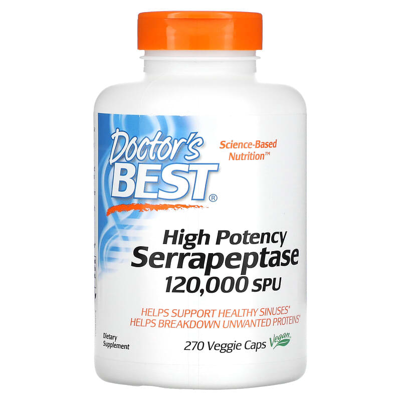 Doctor's Best High Potency Serrapeptase 120,000 SPU 270 Veggie Caps 753950003071