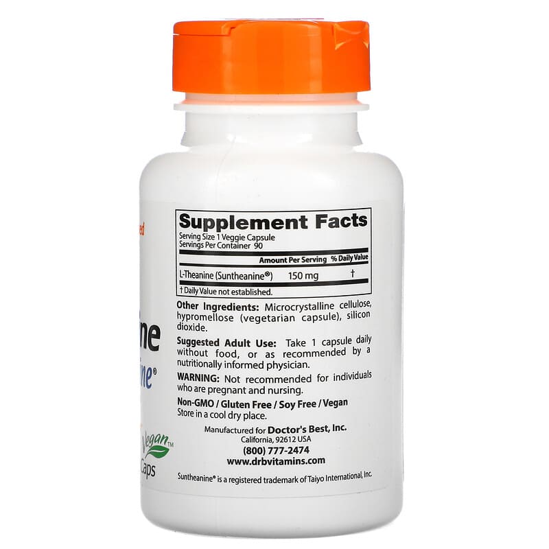 Doctor's Best, L-Theanine with Suntheanine, 150 mg, 90 Veggie Caps 753950001978