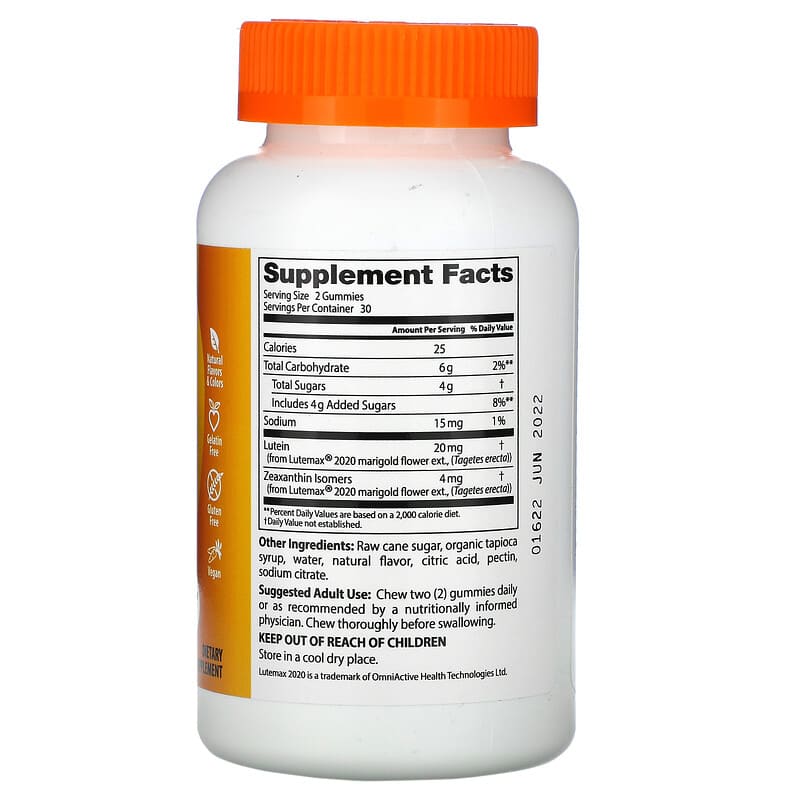 Doctor's Best, Lutein & Zeaxanthin Gummies, Mango Madness, 60 Gummies 753950005129
