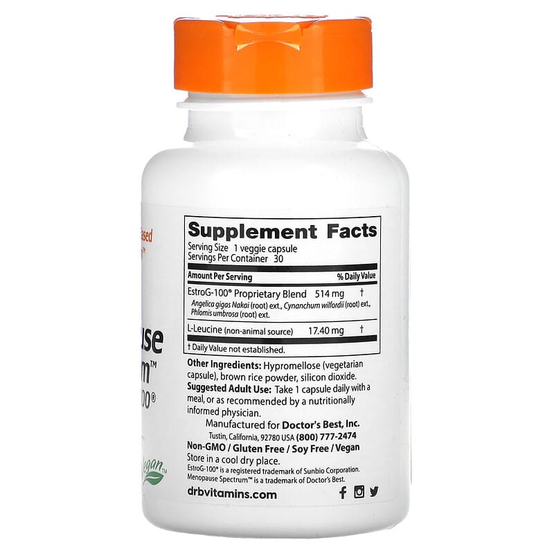 Doctor's Best, Menopause Spectrum with EstroG-100, 30 Veggie Caps 753950002975
