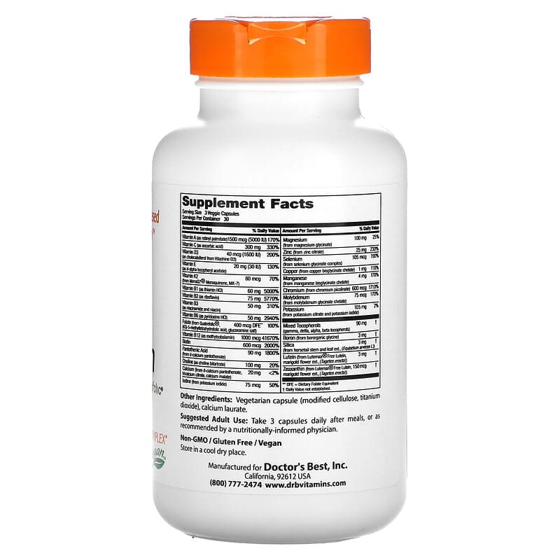 Doctor's Best, Multi-Vitamin with Vitashine D3 and Quatrefolic, Iron Free, 90 Veggie Capsules 753950003002