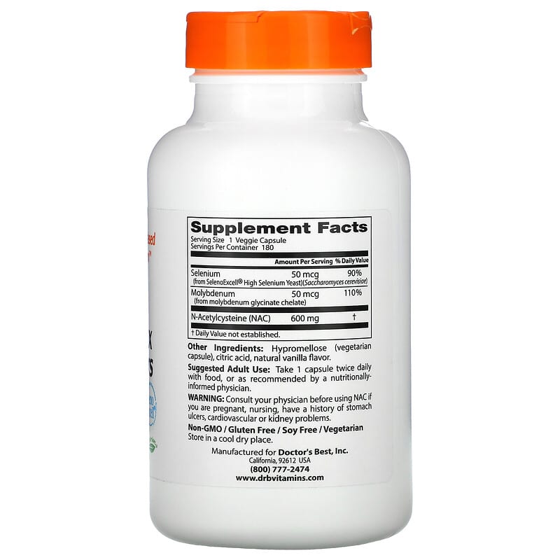 Doctor's Best, NAC Detox Regulators, 180 Veggie Caps 753950005174