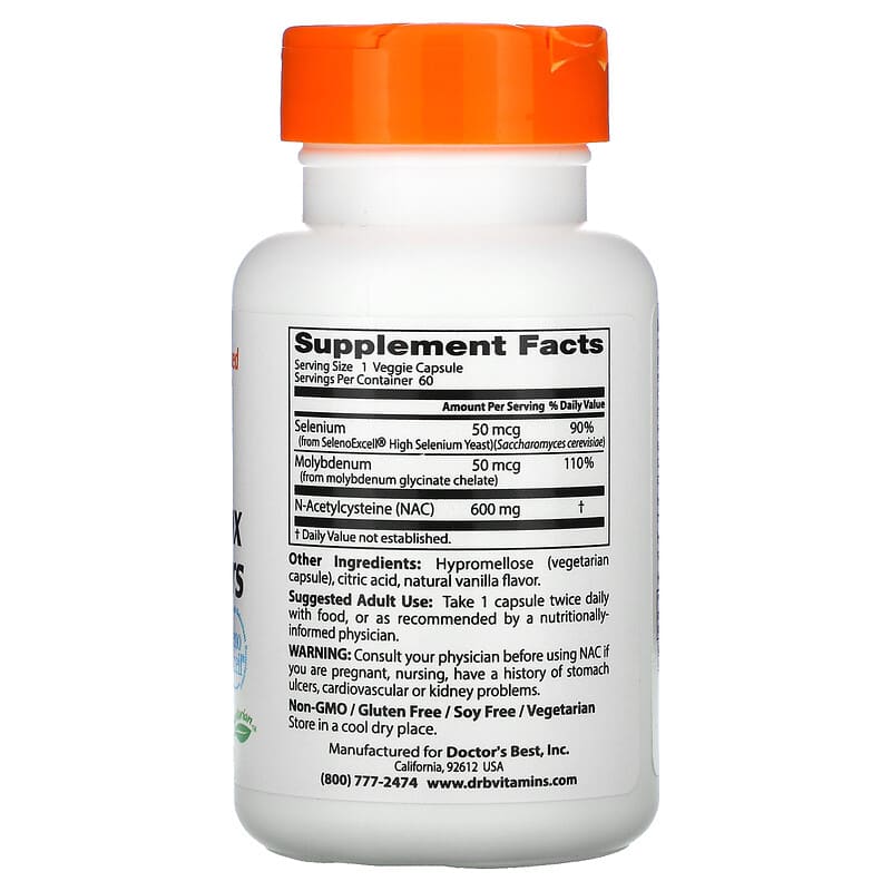 Doctor's Best, NAC Detox Regulators, 60 Veggie Caps 753950002791