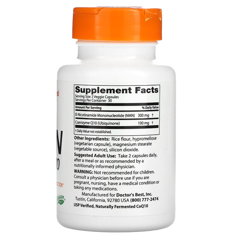 Doctor's Best, NMN 150 mg + CoQ10 50 mg, 60 Veggie Caps 753950005969