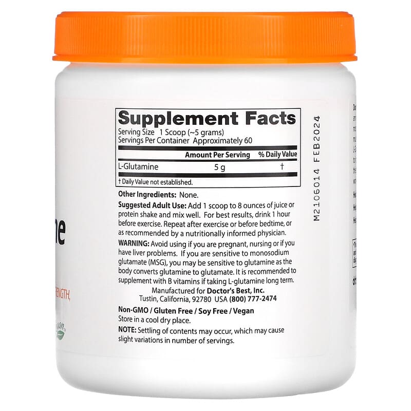 Doctor's Best, Pure L-Glutamine Powder, 10.6 oz (300 g) 753950004917