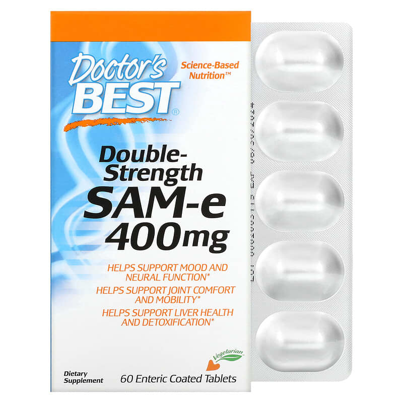 Doctor's Best SAM-e Double Strength (Disulfate Tosylate) 400 mg 60 Enteric Coated Tablets 753950002524