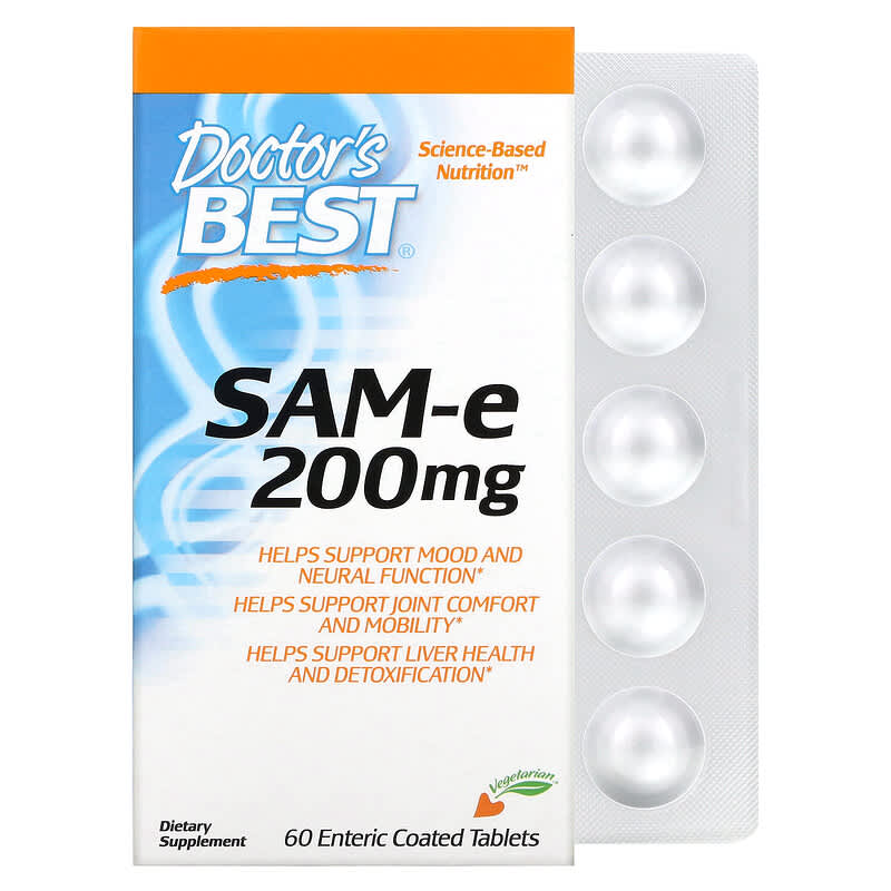 Doctor's Best SAMe (Disulfate Tosylate) 200 mg 60 Enteric Coated Tablets 753950002067