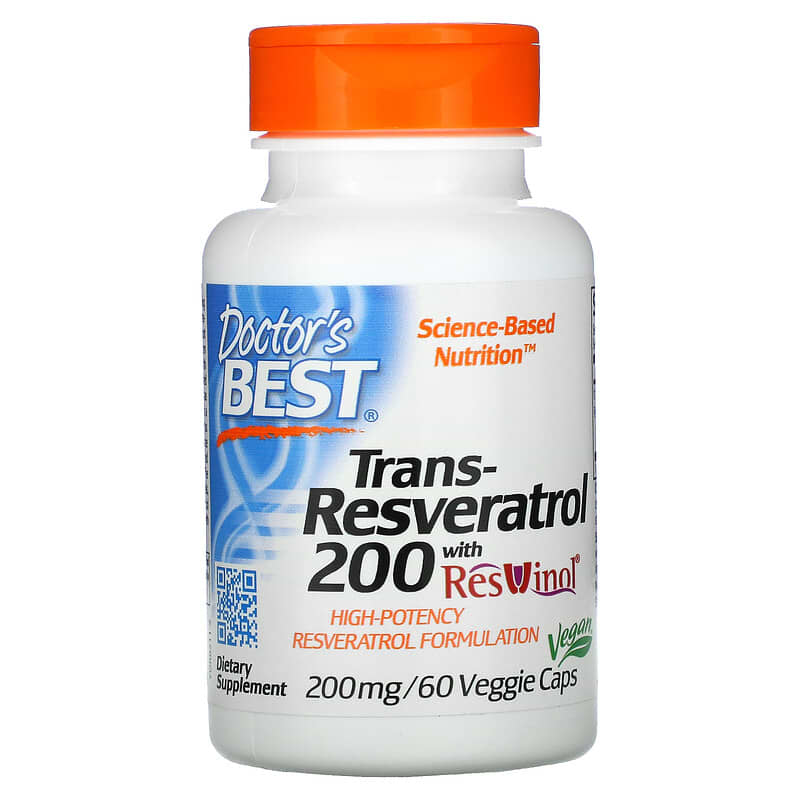 Doctor's Best Trans-Resveratrol 200 with Resvinol 200 mg 60 Veggie Caps 753950002111