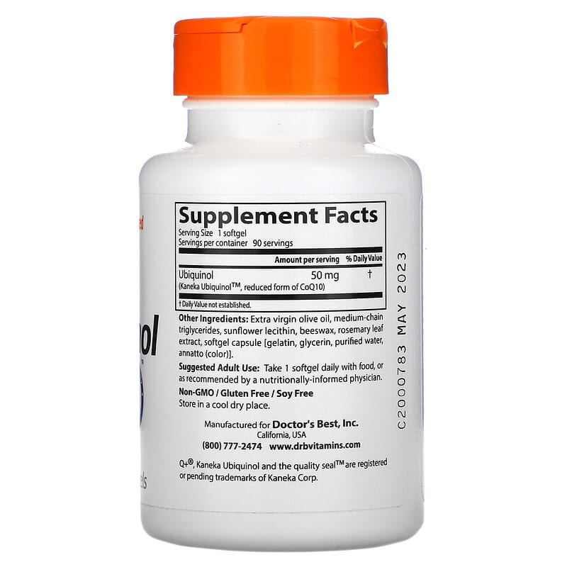 Doctor's Best, Ubiquinol with Kaneka, 50 mg, 90 Softgels 753950001787