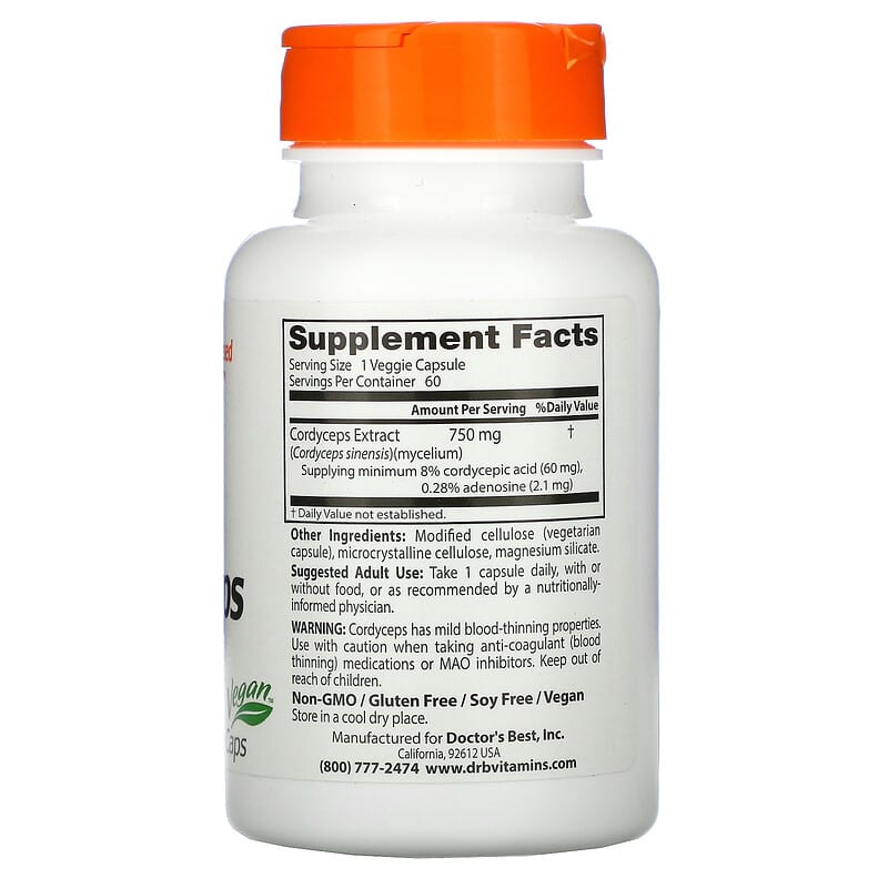 Doctor's Best, Ultra Cordyceps, 750 mg, 60 Veggie Caps 753950001039