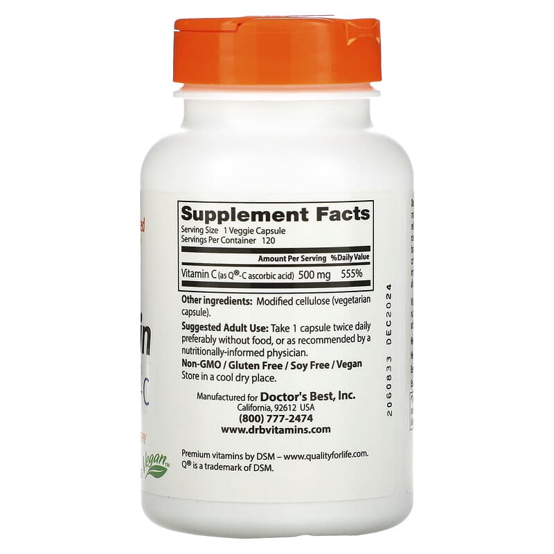Doctor's Best, Vitamin C with Q-C, 500 mg, 120 Veggie Caps 753950002562