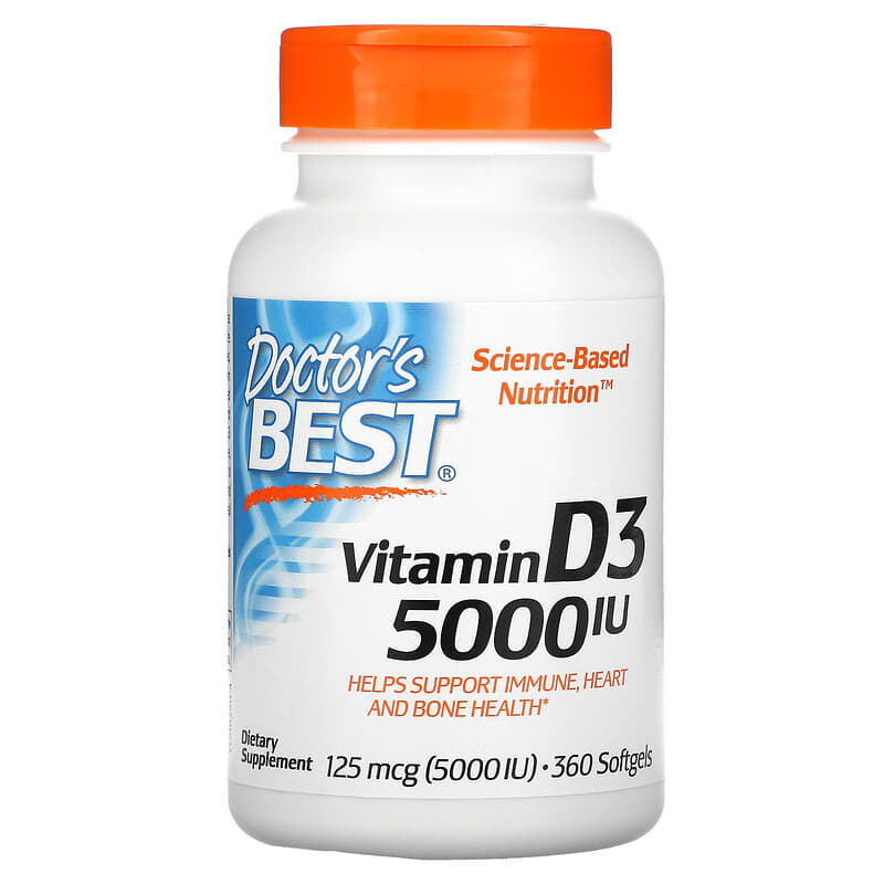 Doctor's Best Vitamin D3 125 mcg (5,000 IU) 360 Softgels 753950002500