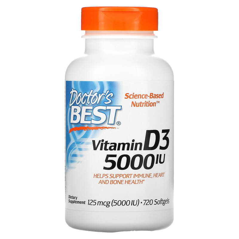 Doctor's Best Vitamin D3 125 mcg (5,000 IU) 720 Softgels 753950003637