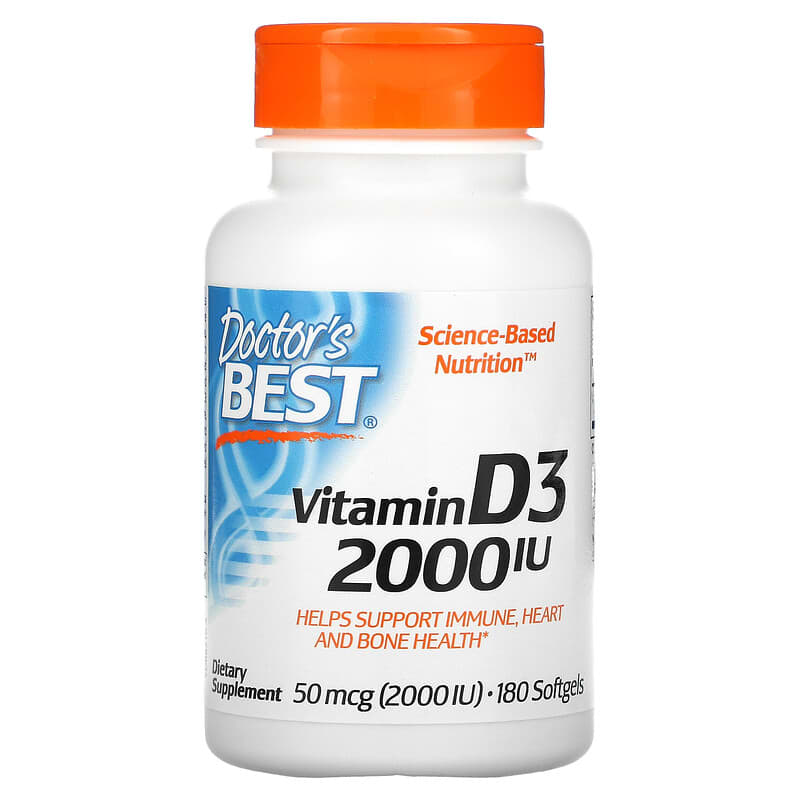 Doctor's Best Vitamin D3 50 mcg (2,000 IU) 180 Softgels 753950002104