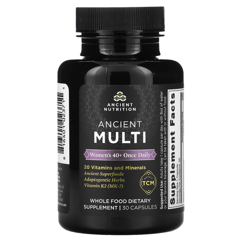 Dr. Axe / Ancient Nutrition, Ancient Multi, Women's 40+ Once Daily, 30 Capsules 816401023711