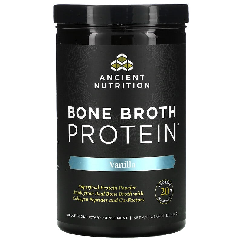 Dr. Axe/Ancient Nutrition Bone Broth Protein Vanilla 17.4 oz (492 g) 816401020017