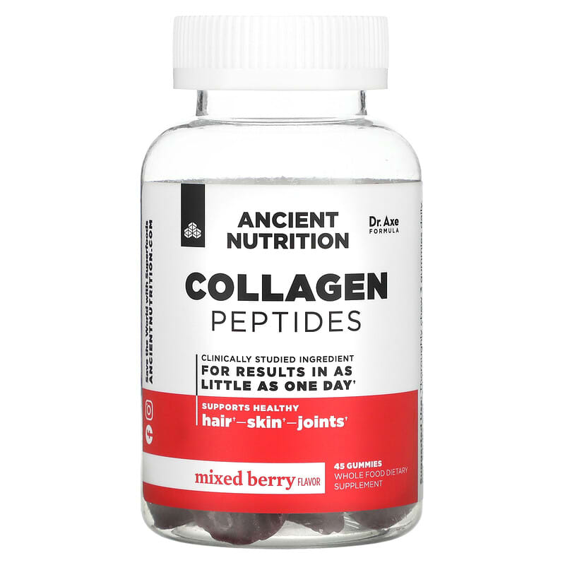 Dr. Axe/Ancient Nutrition Collagen Peptides Mixed Berry 45 Gummies 816401026224