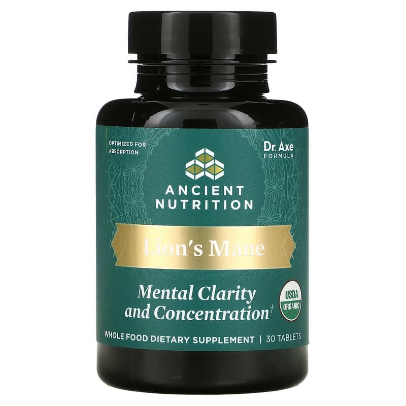 Dr. Axe/Ancient Nutrition Lion's Mane Mental Clarity And Concentration 30 Tablets 816401025524