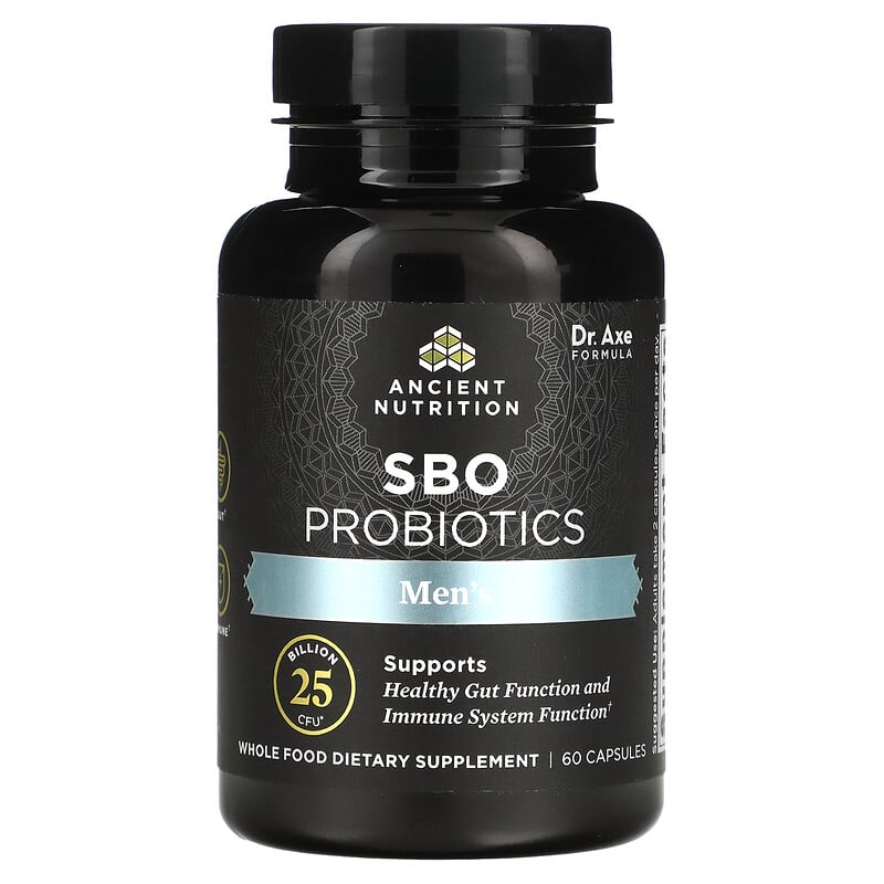 Dr. Axe/Ancient Nutrition Men's SBO Probiotics 25 Billion CFU 60 Capsules 816401025401