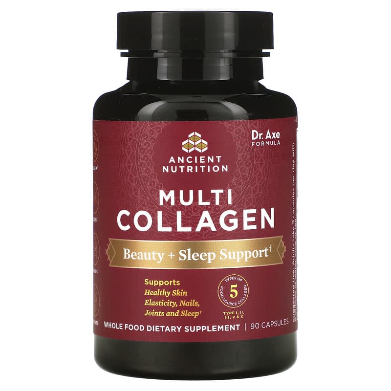Dr. Axe/Ancient Nutrition Multi Collagen Beauty + Sleep Support 90 Capsules 816401025180