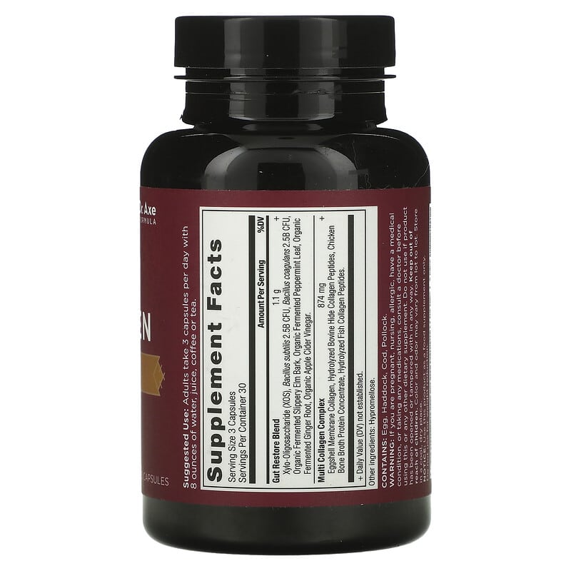 Dr. Axe / Ancient Nutrition, Multi Collagen, Gut Restore, 90 Capsules 816401025142