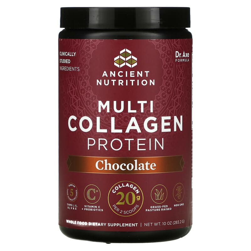 Dr. Axe/Ancient Nutrition Multi Collagen Protein Chocolate 10 oz (283.2 g) 816401022202