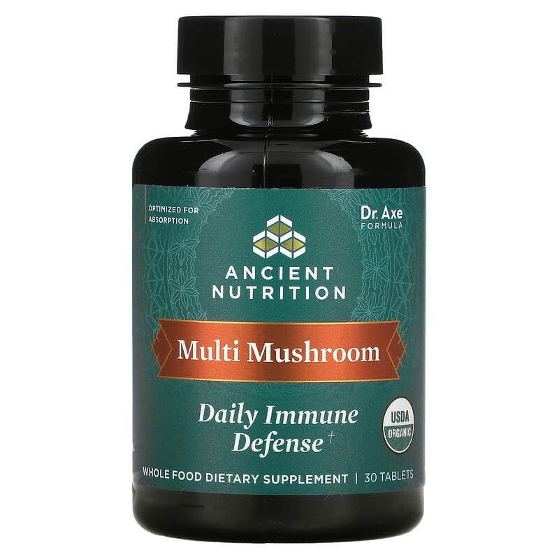 Dr. Axe/Ancient Nutrition Multi Mushroom Daily Immune Defense 30 Tablets 816401025548