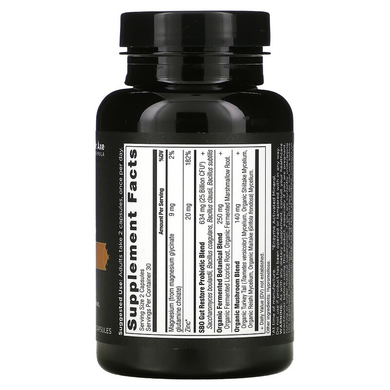 Dr. Axe / Ancient Nutrition, SBO Probiotics, Gut Restore, 25 Billion CFU, 60 Capsules 816401025425