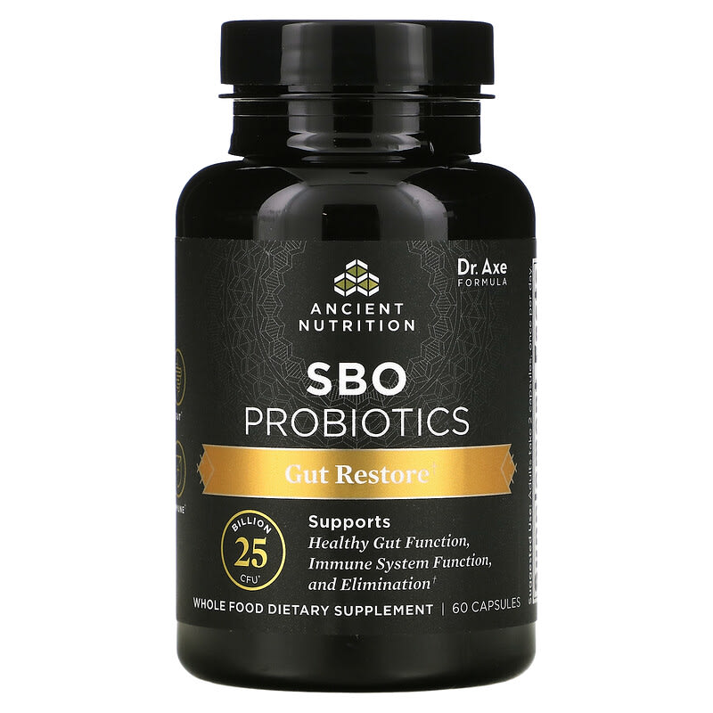 Dr. Axe/Ancient Nutrition SBO Probiotics Gut Restore 25 Billion CFU 60 Capsules 816401025425