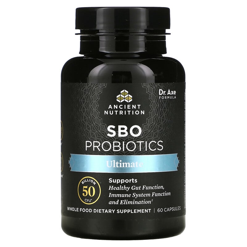Dr. Axe/Ancient Nutrition SBO Probiotics Ultimate 50 Billion CFU 60 Capsules 816401024756