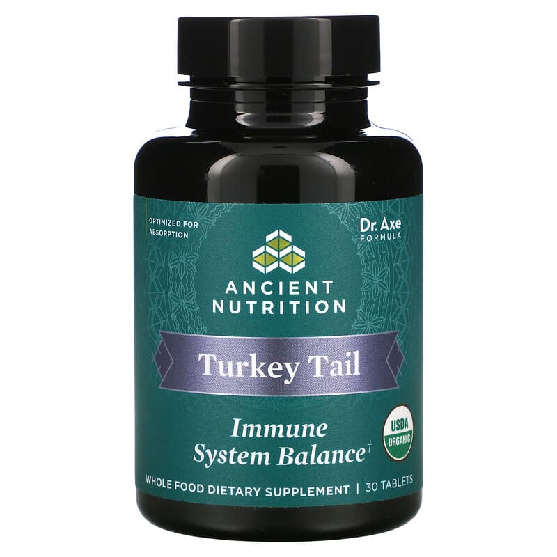 Dr. Axe/Ancient Nutrition Turkey Tail Immune System Balance 30 Tablets 816401025517