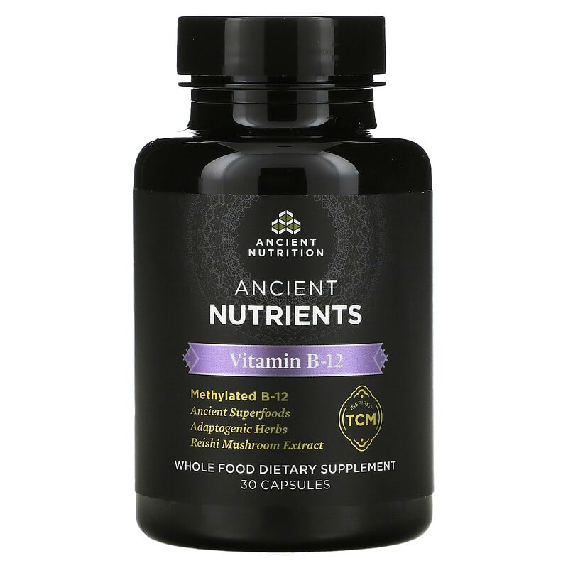 Dr. Axe / Ancient Nutrition, Vitamin B-12, 30 Capsules 816401023353